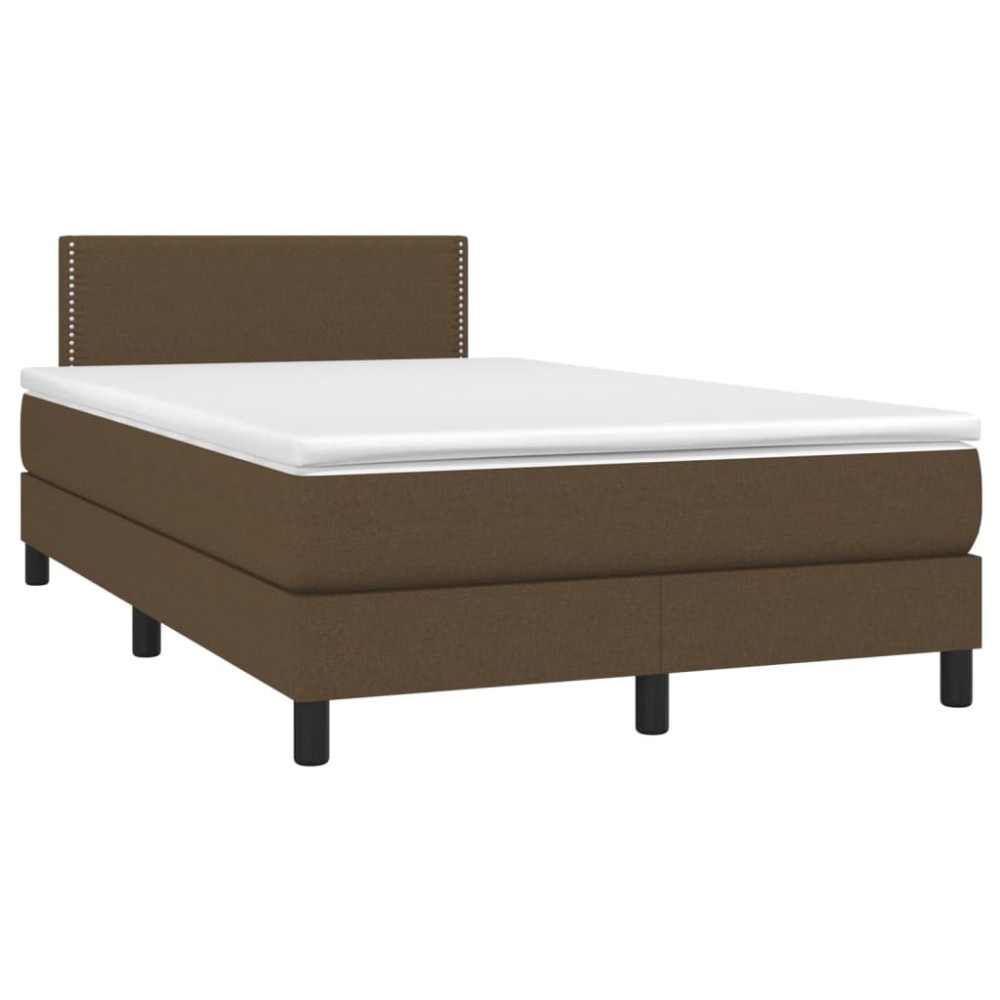 Produktbild för Ramsäng med madrass mörkbrun 120x200 cm tyg