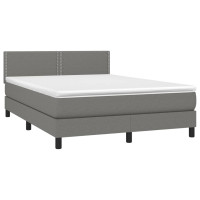 Produktbild för Ramsäng med madrass mörkgrå 140x190 cm tyg