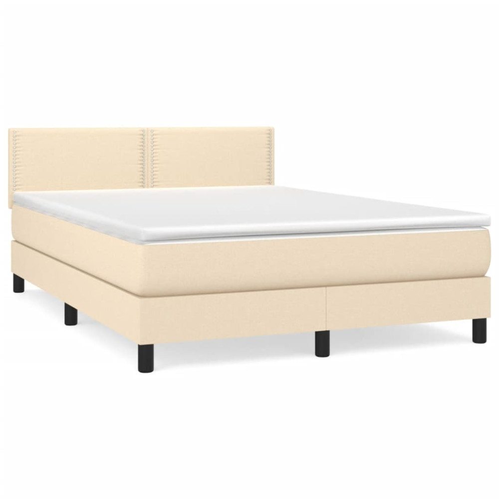Produktbild för Ramsäng med madrass gräddvit 140x190 cm tyg