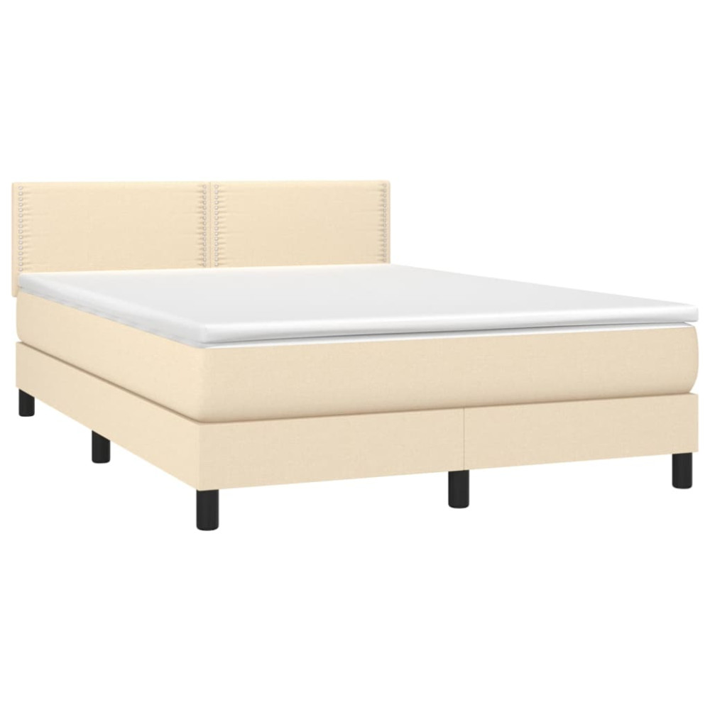 Produktbild för Ramsäng med madrass gräddvit 140x190 cm tyg