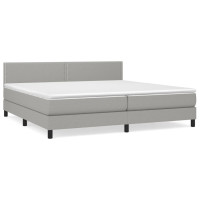 Produktbild för Ramsäng med madrass ljusgrå 200x200 cm tyg