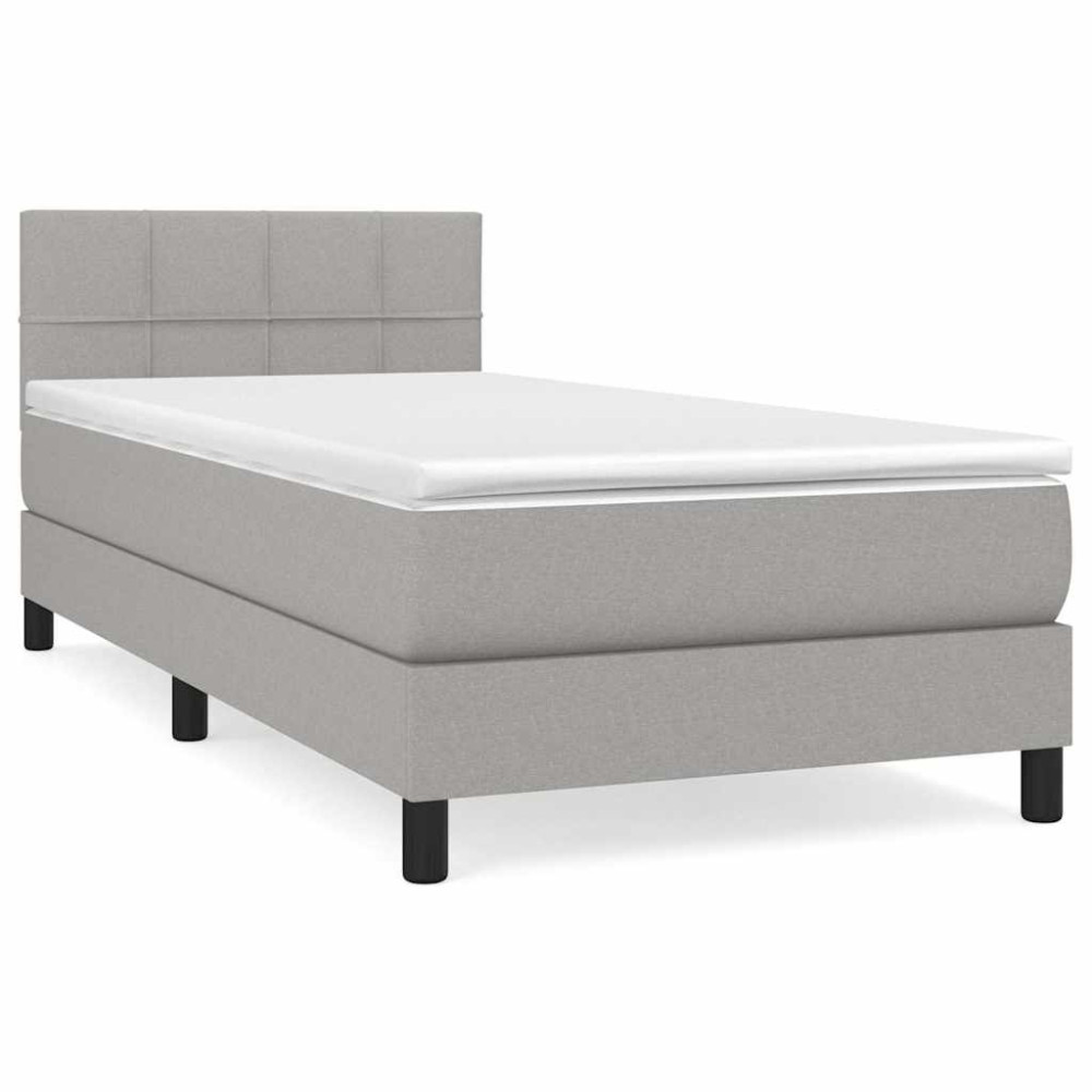 Produktbild för Ramsäng med madrass ljusgrå 80x200 cm tyg