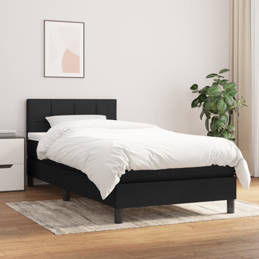 Produktbild för Ramsäng med madrass svart 80x200 cm tyg