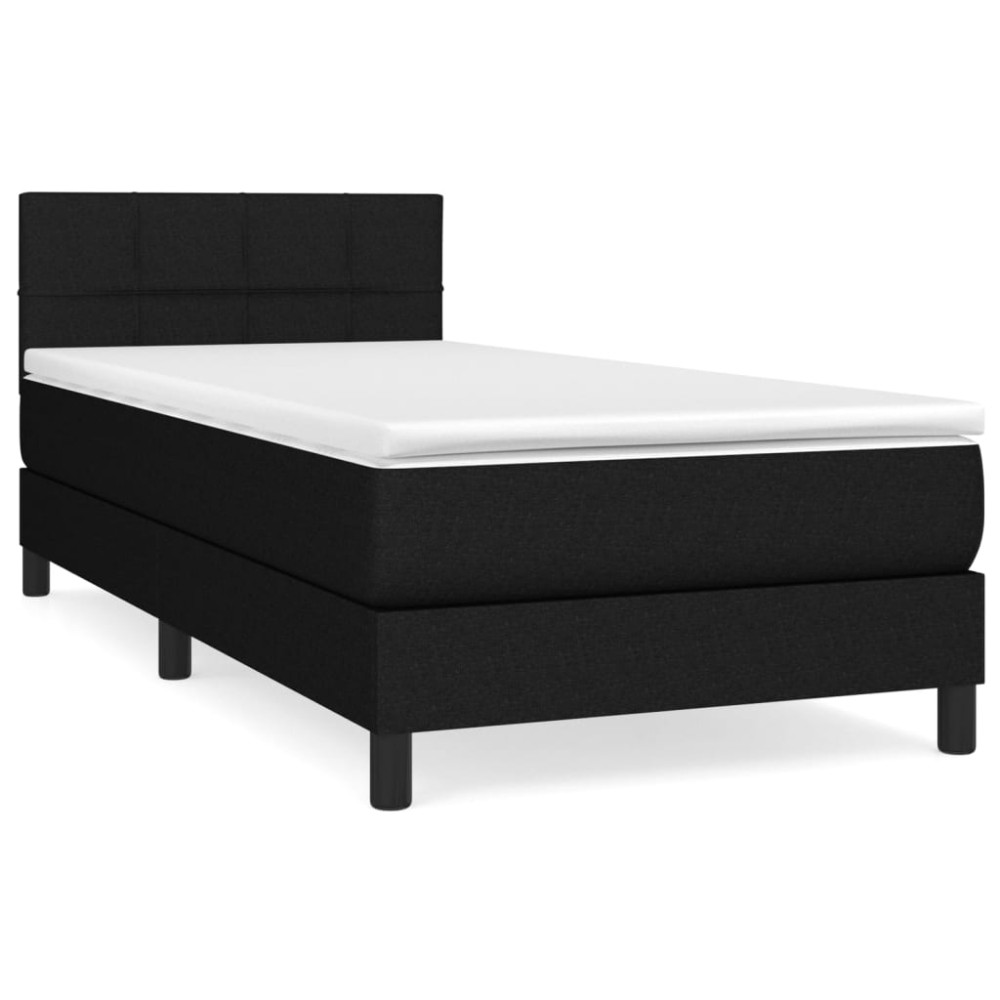 Produktbild för Ramsäng med madrass svart 80x200 cm tyg