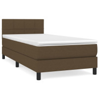 Produktbild för Ramsäng med madrass mörkbrun 90x190 cm tyg