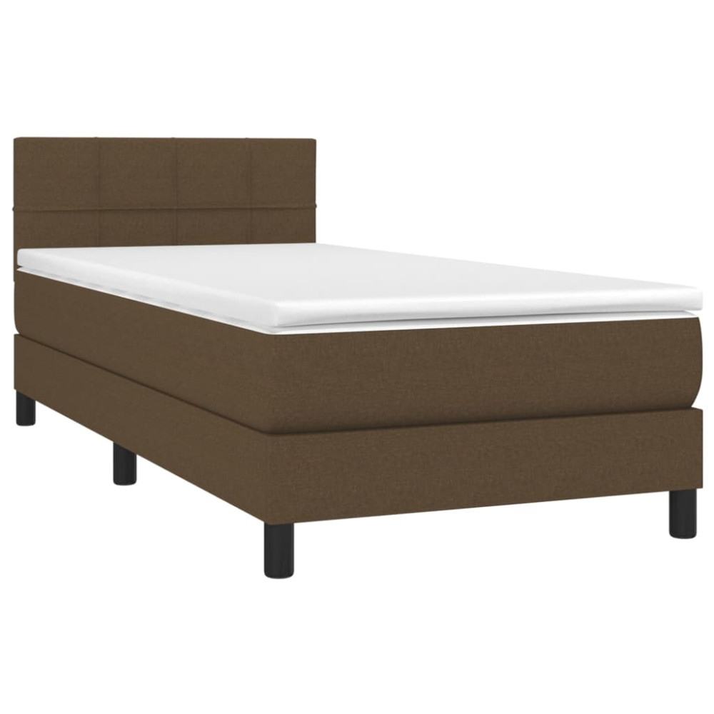Produktbild för Ramsäng med madrass mörkbrun 90x190 cm tyg