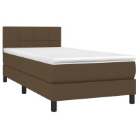 Produktbild för Ramsäng med madrass mörkbrun 90x190 cm tyg