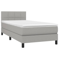 Produktbild för Ramsäng med madrass ljusgrå 90x200 cm tyg