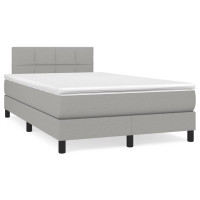 Produktbild för Ramsäng med madrass ljusgrå 120x200 cm tyg