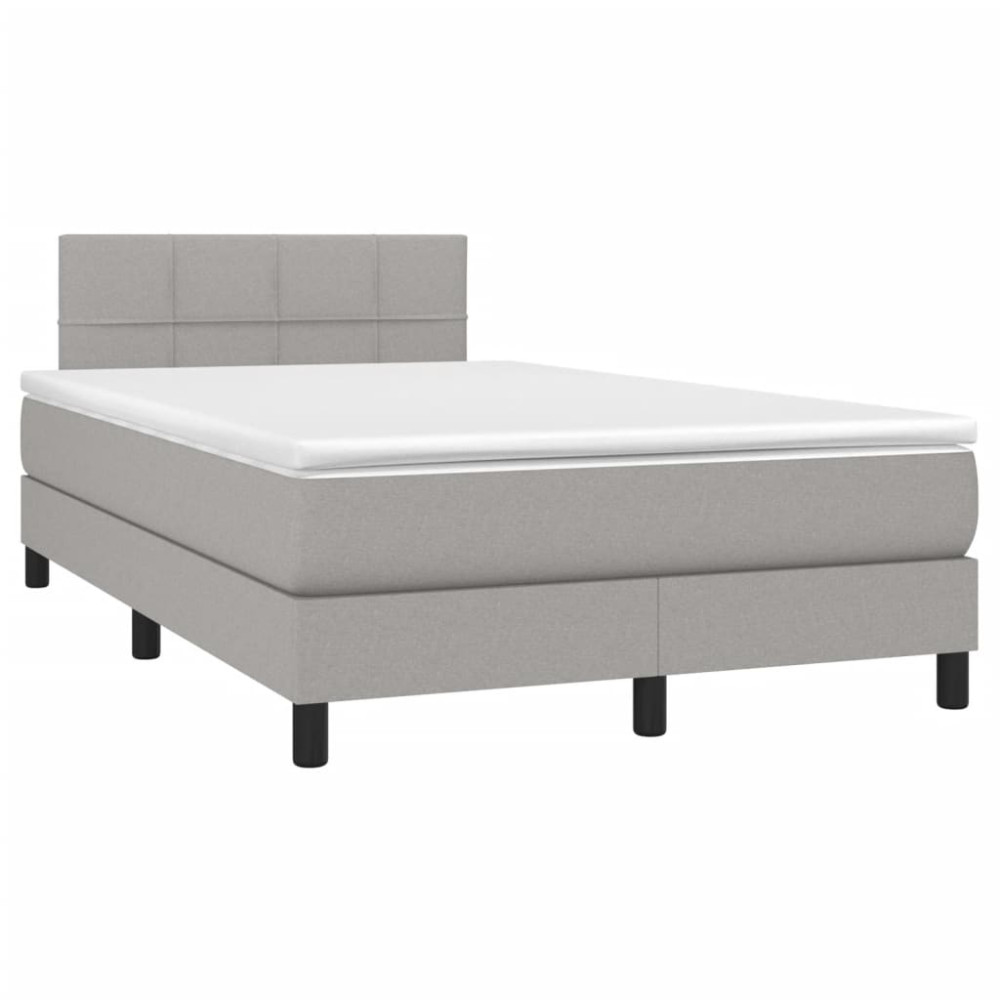 Produktbild för Ramsäng med madrass ljusgrå 120x200 cm tyg