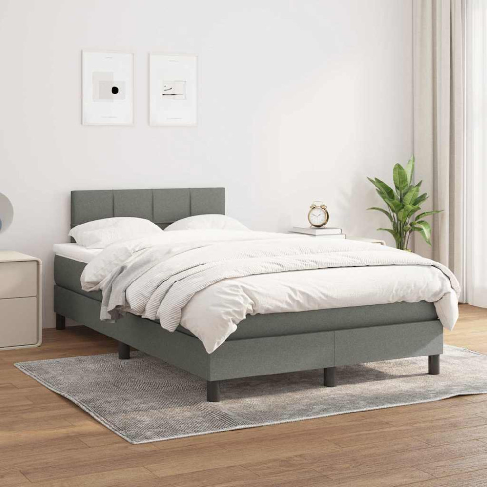 Produktbild för Ramsäng med madrass mörkgrå 120x200 cm tyg