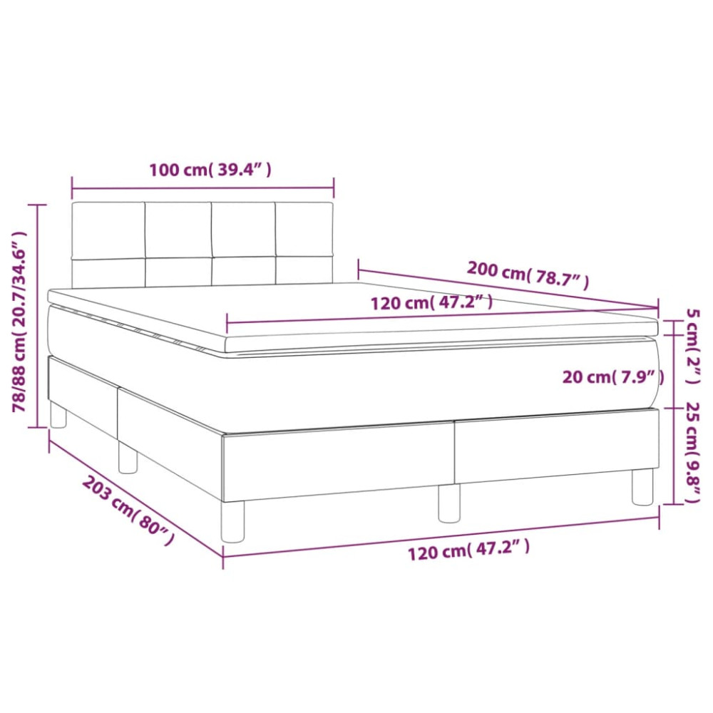 Produktbild för Ramsäng med madrass svart 120x200 cm tyg