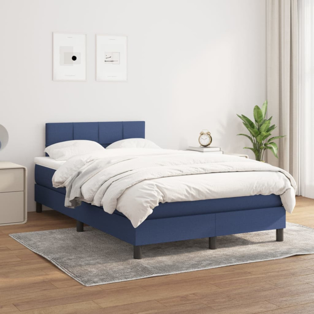 Produktbild för Ramsäng med madrass blå 120x200 cm tyg