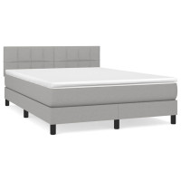 Produktbild för Ramsäng med madrass ljusgrå 140x190 cm tyg