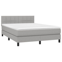 Produktbild för Ramsäng med madrass ljusgrå 140x190 cm tyg