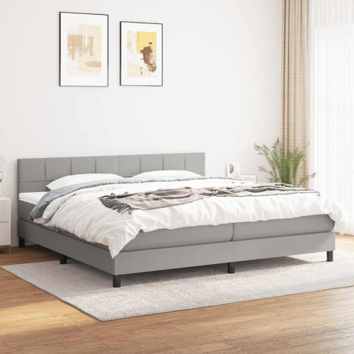 vidaXL Ramsäng med madrass ljusgrå 160x200 cm tyg