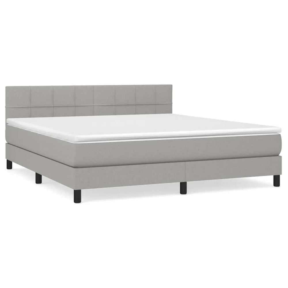 Produktbild för Ramsäng med madrass ljusgrå 160x200 cm tyg