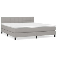 Produktbild för Ramsäng med madrass ljusgrå 160x200 cm tyg