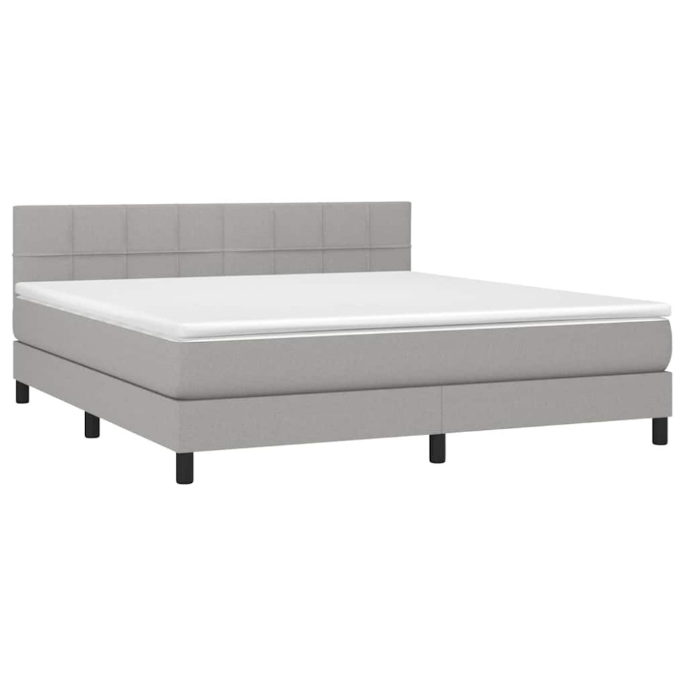 Produktbild för Ramsäng med madrass ljusgrå 160x200 cm tyg