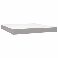 Produktbild för Ramsäng med madrass ljusgrå 160x200 cm tyg