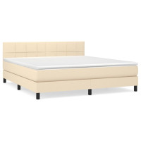 Produktbild för Ramsäng med madrass gräddvit 160x200 cm tyg