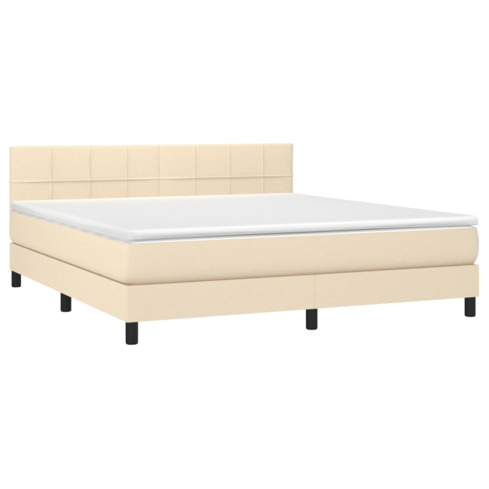 Produktbild för Ramsäng med madrass gräddvit 160x200 cm tyg