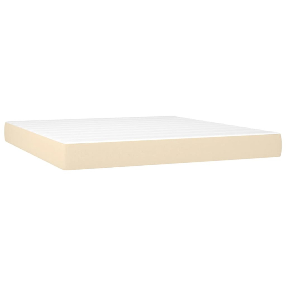 Produktbild för Ramsäng med madrass gräddvit 160x200 cm tyg