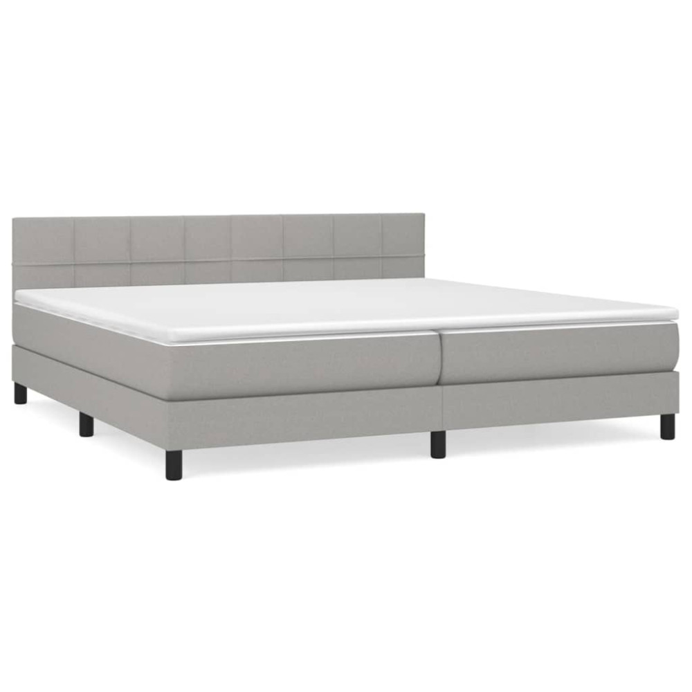Produktbild för Ramsäng med madrass ljusgrå 200x200 cm tyg