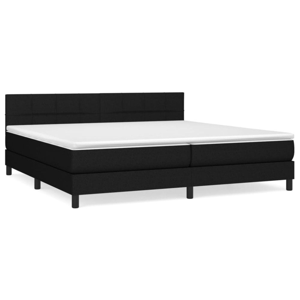 Produktbild för Ramsäng med madrass svart 200x200 cm tyg