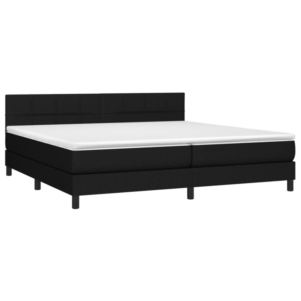Produktbild för Ramsäng med madrass svart 200x200 cm tyg