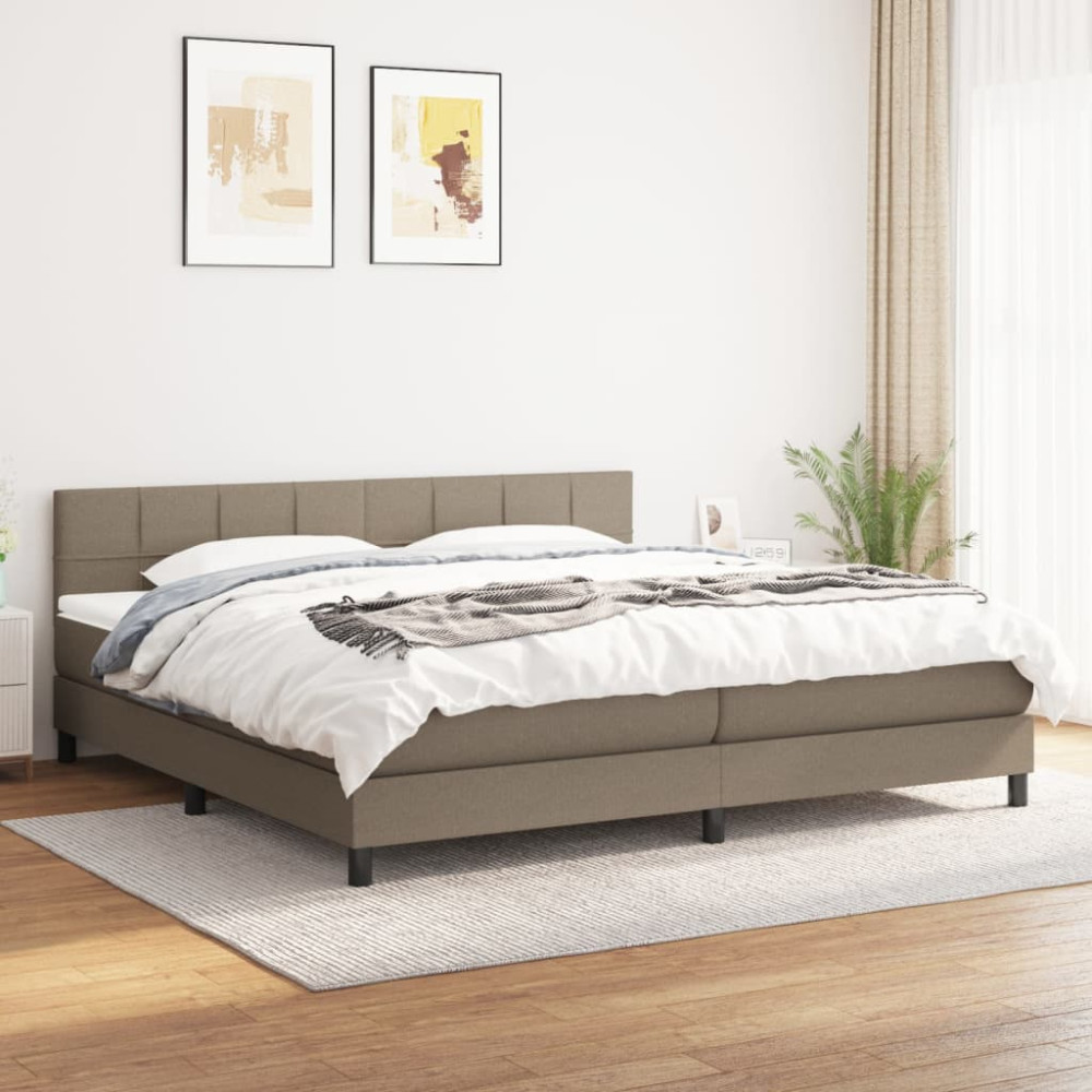 Produktbild för Ramsäng med madrass taupe 200x200 cm tyg