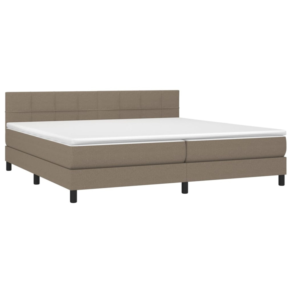 Produktbild för Ramsäng med madrass taupe 200x200 cm tyg
