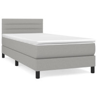 Produktbild för Ramsäng med madrass ljusgrå 80x200 cm tyg