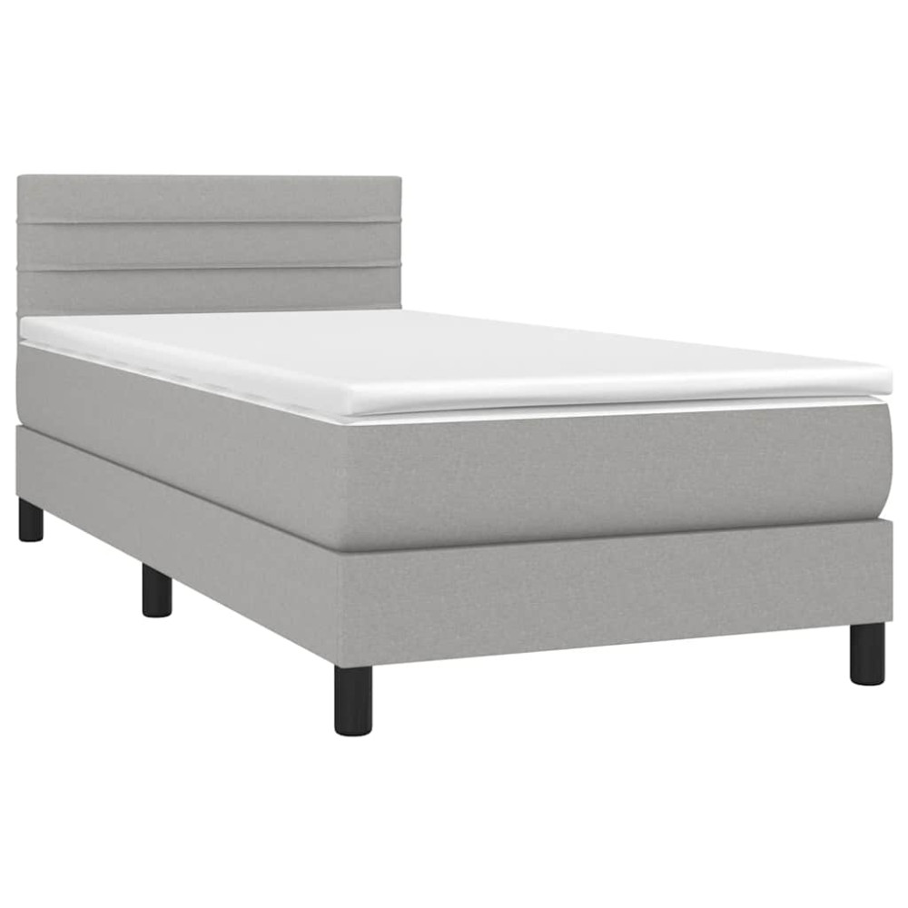 Produktbild för Ramsäng med madrass ljusgrå 80x200 cm tyg