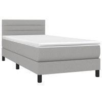 Produktbild för Ramsäng med madrass ljusgrå 80x200 cm tyg