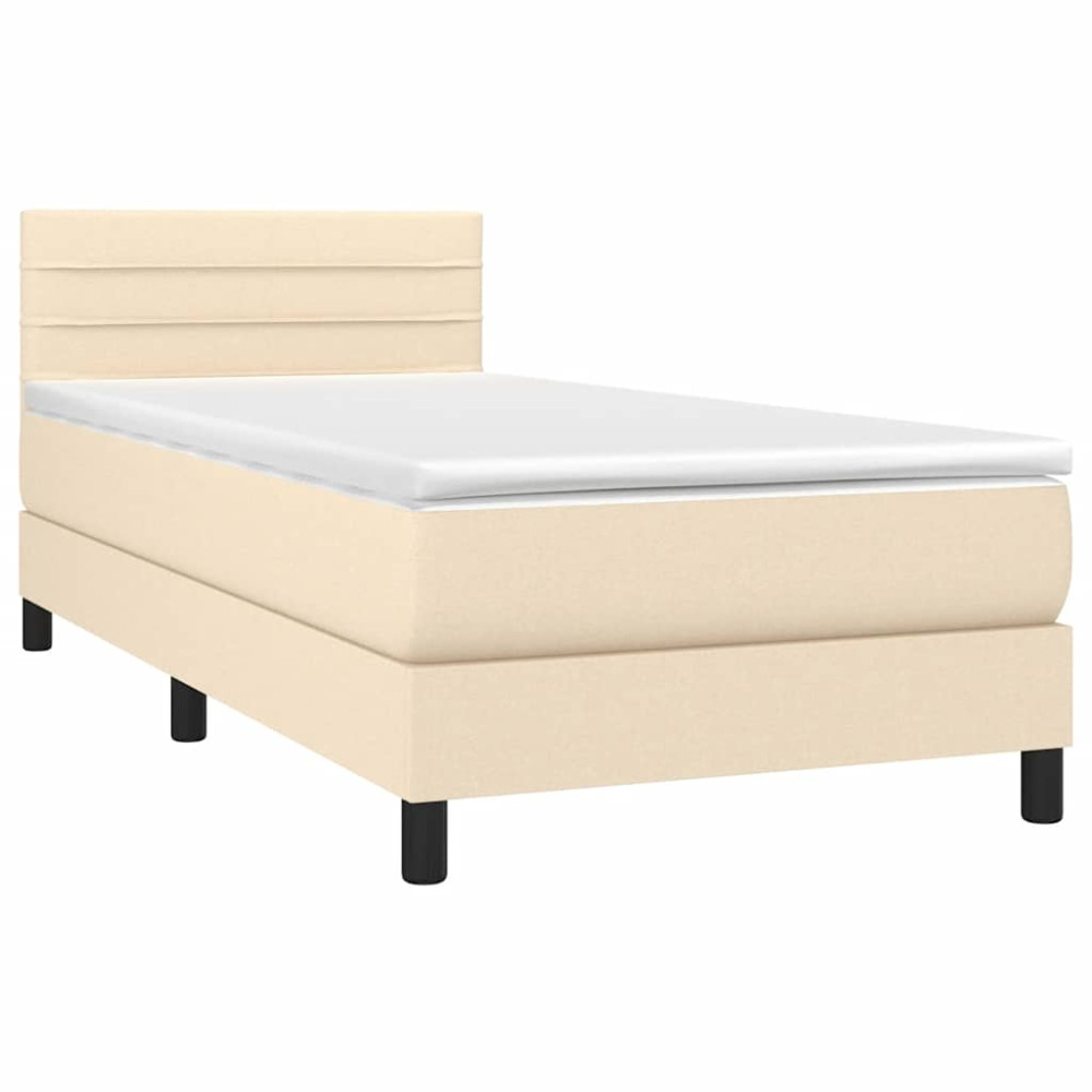 Produktbild för Ramsäng med madrass gräddvit 80x200 cm tyg