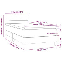 Produktbild för Ramsäng med madrass mörkgrå 90x190 cm tyg