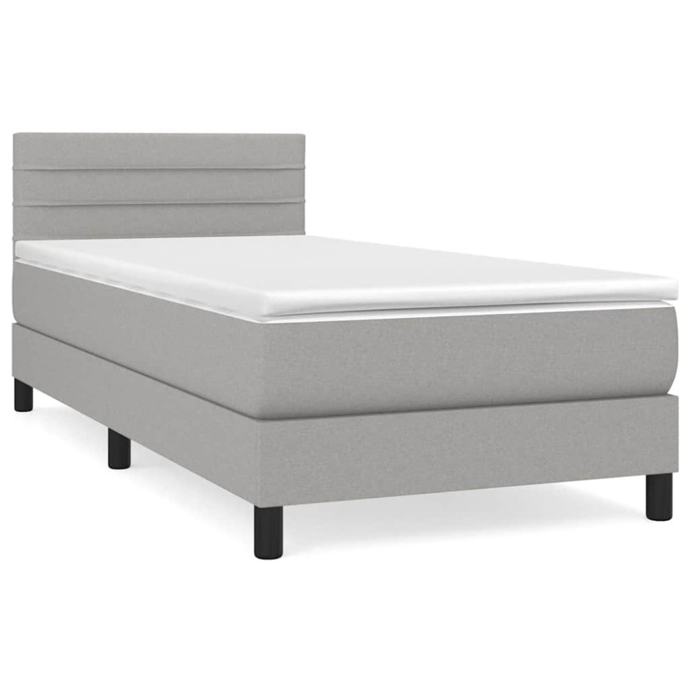 Produktbild för Ramsäng med madrass ljusgrå 100x200 cm tyg