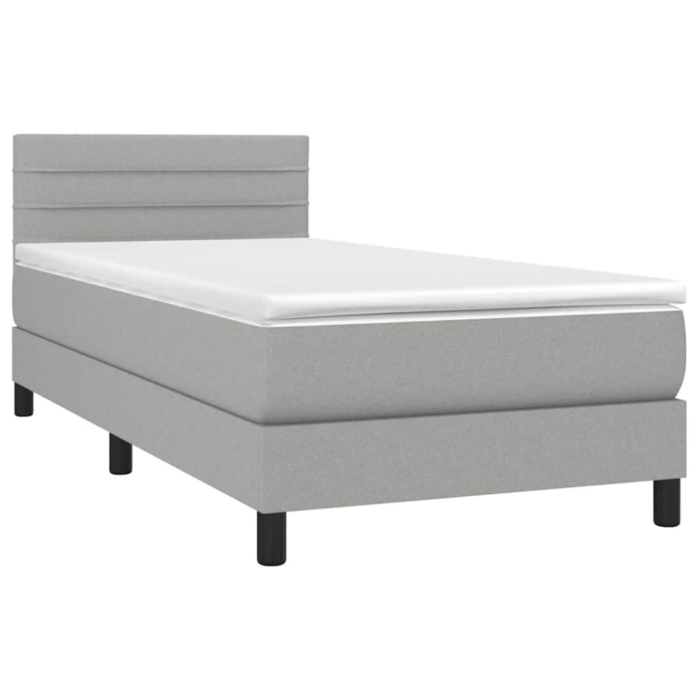 Produktbild för Ramsäng med madrass ljusgrå 100x200 cm tyg