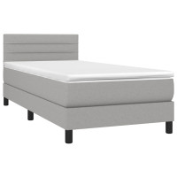 Produktbild för Ramsäng med madrass ljusgrå 100x200 cm tyg