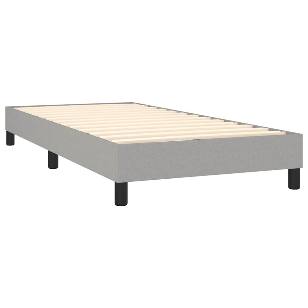 Produktbild för Ramsäng med madrass ljusgrå 100x200 cm tyg
