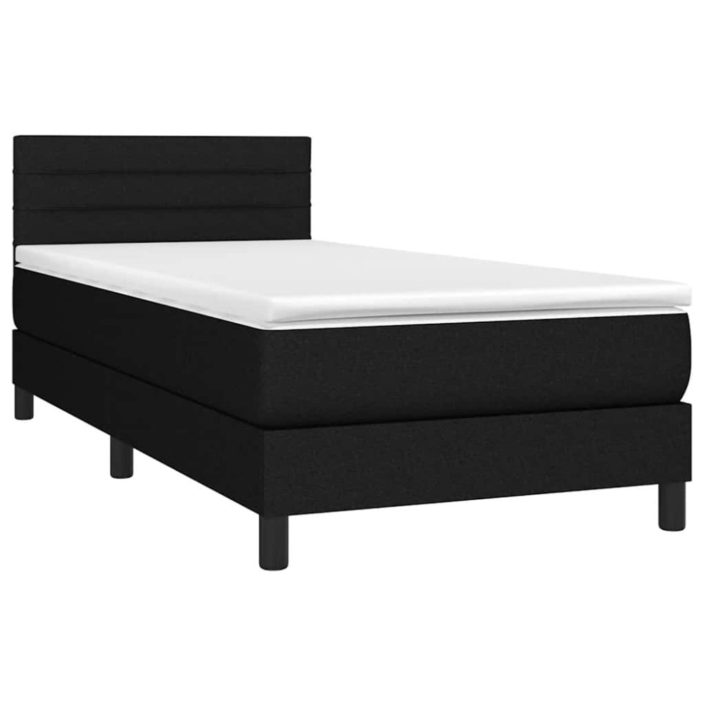 Produktbild för Ramsäng med madrass svart 100x200 cm tyg