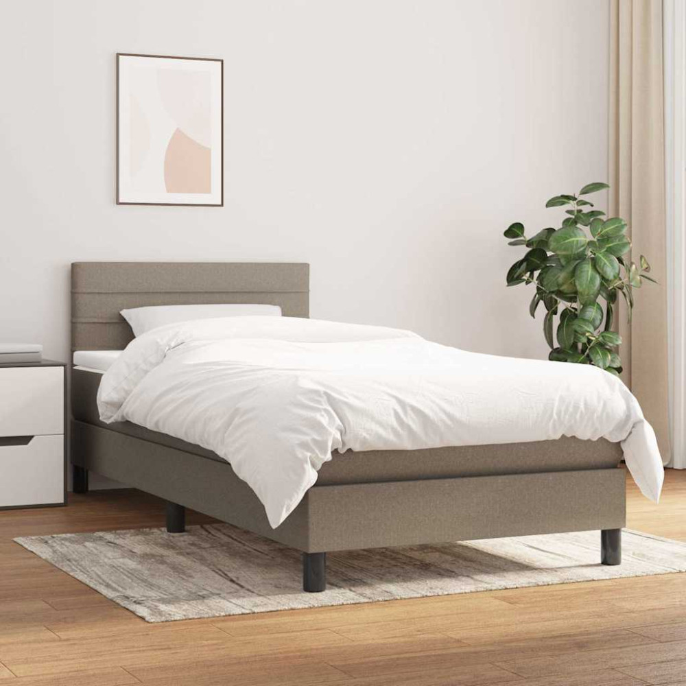 Produktbild för Ramsäng med madrass taupe 100x200 cm tyg