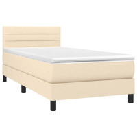 Produktbild för Ramsäng med madrass gräddvit 100x200 cm tyg