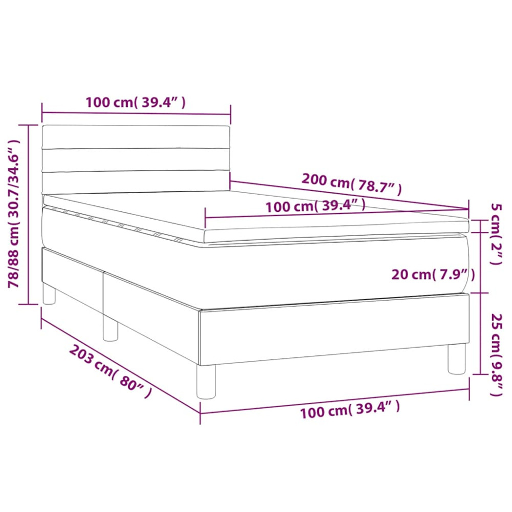 Produktbild för Ramsäng med madrass gräddvit 100x200 cm tyg