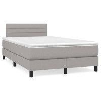 Produktbild för Ramsäng med madrass ljusgrå 120x200 cm tyg
