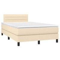 Produktbild för Ramsäng med madrass gräddvit 120x200 cm tyg