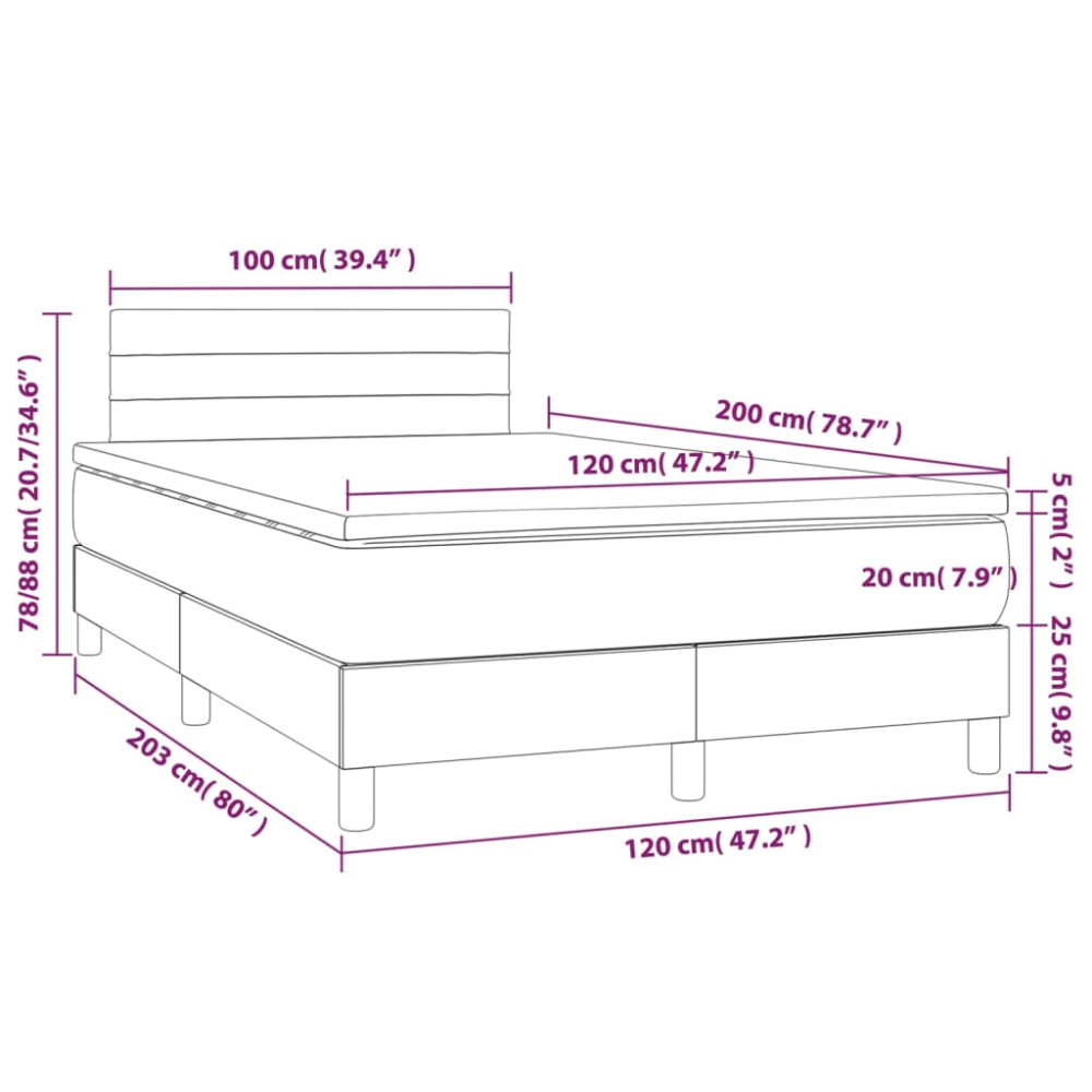 Produktbild för Ramsäng med madrass gräddvit 120x200 cm tyg