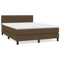 Produktbild för Ramsäng med madrass mörkbrun 140x190 cm tyg