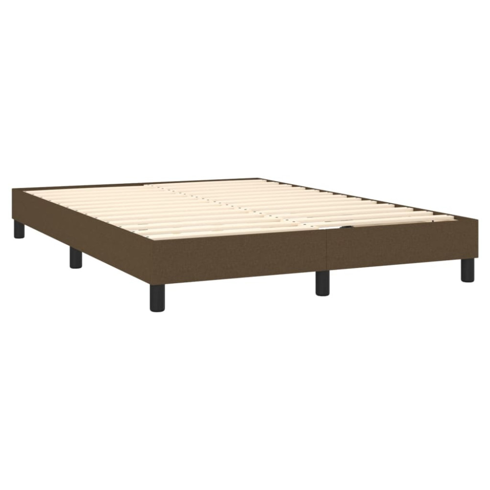Produktbild för Ramsäng med madrass mörkbrun 140x190 cm tyg